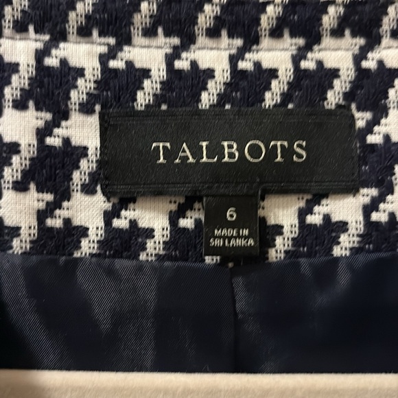 Talbots Navy and White Houndstooth open Jacket - blazer - size 6 -like new - Picture 2 of 7